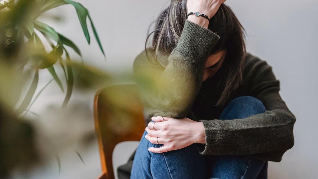 woman stuck in negative thoughts